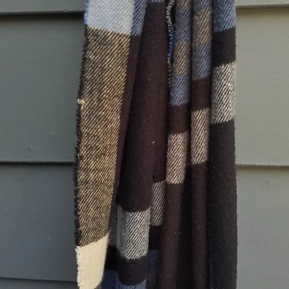Cashmere feel Italian Design Brown Blue Tan Scarf